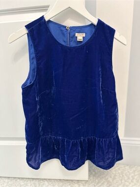 J. Crew NWT Cobalt Velvet Sleeveless Peplum Top Size 6